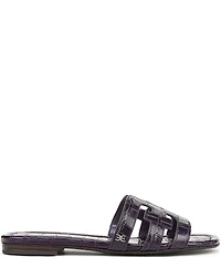 Sam Edelman Bay Croco Embossed Leather Double E Logo Slide Sandals