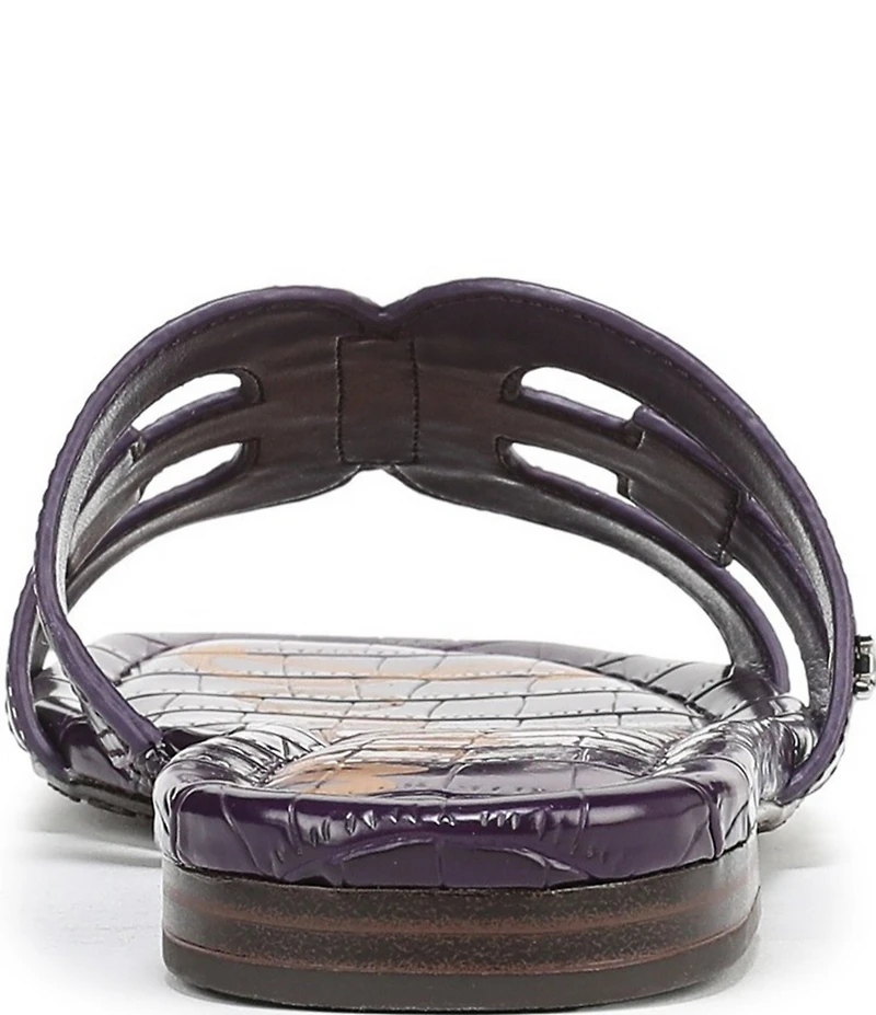 Sam Edelman Bay Croco Embossed Leather Double E Logo Slide Sandals