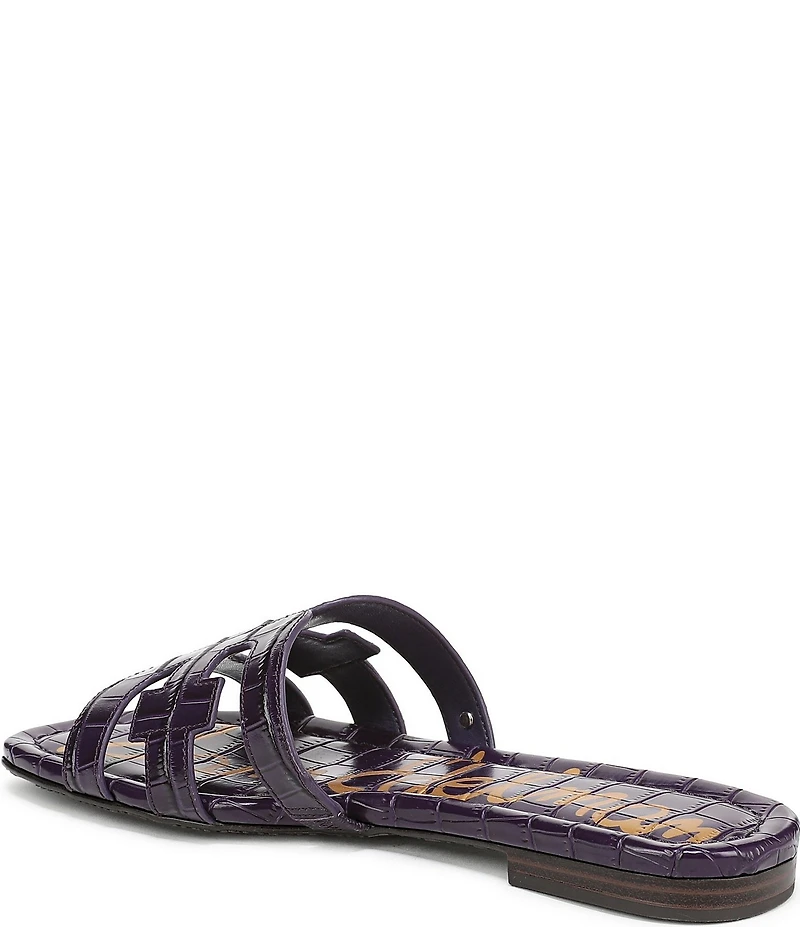 Sam Edelman Bay Croco Embossed Leather Double E Logo Slide Sandals