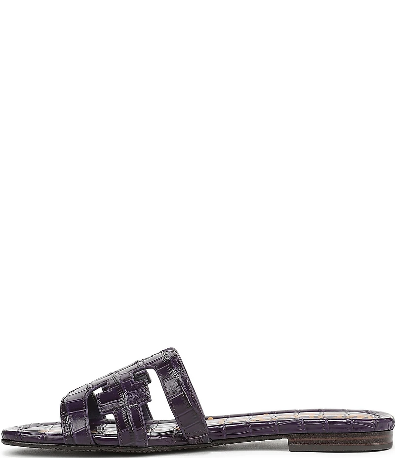 Sam Edelman Bay Croco Embossed Leather Double E Logo Slide Sandals