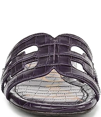 Sam Edelman Bay Croco Embossed Leather Double E Logo Slide Sandals