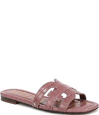 Sam Edelman Bay Croco Embossed Leather Double E Logo Slide Sandals