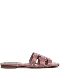 Sam Edelman Bay Croco Embossed Leather Double E Logo Slide Sandals