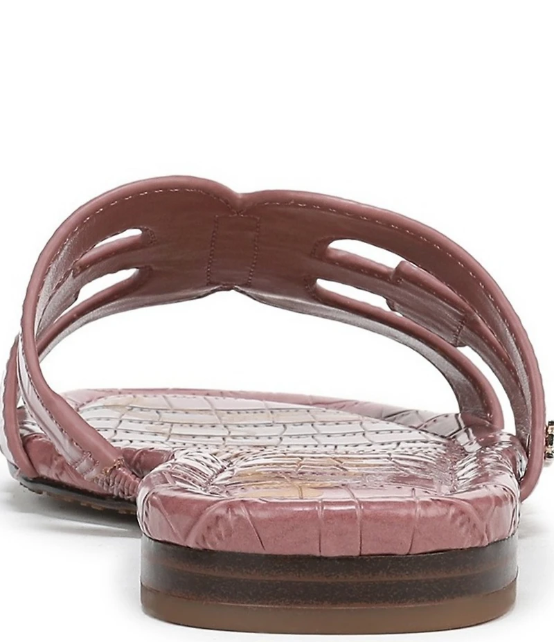 Sam Edelman Bay Croco Embossed Leather Double E Logo Slide Sandals