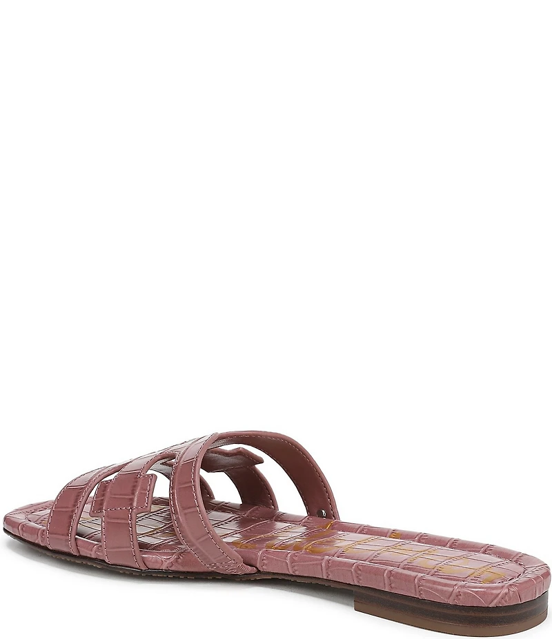 Sam Edelman Bay Croco Embossed Leather Double E Logo Slide Sandals