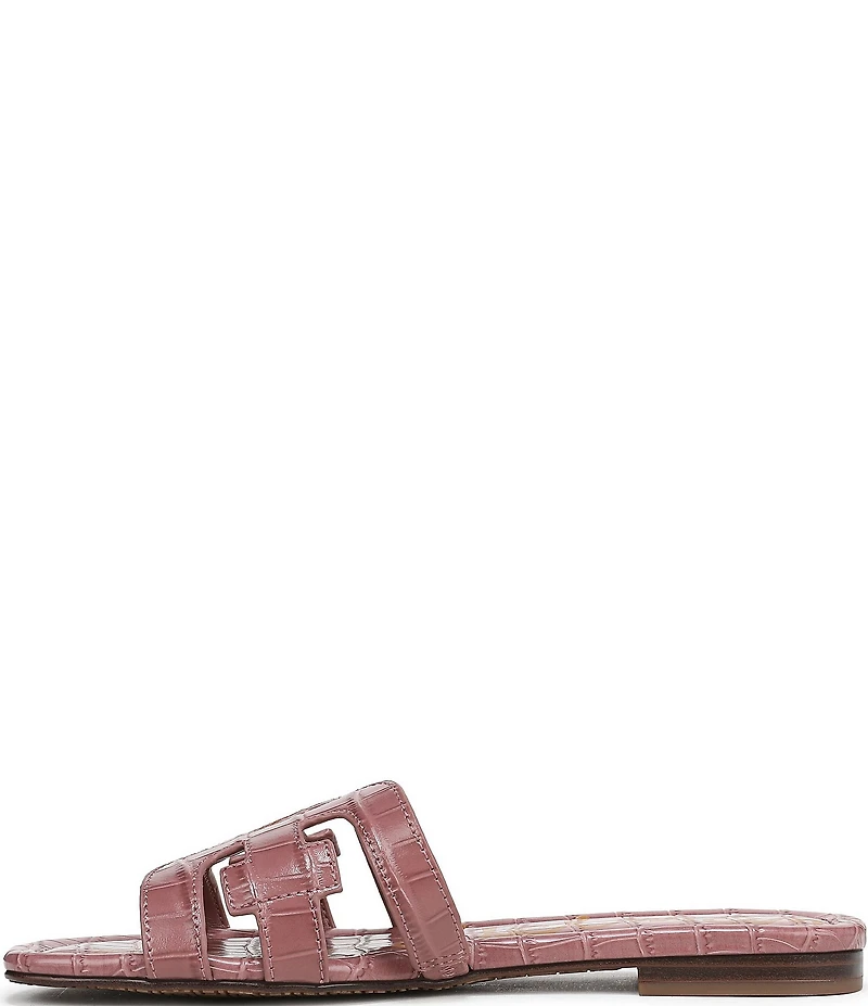 Sam Edelman Bay Croco Embossed Leather Double E Logo Slide Sandals