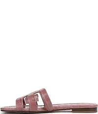 Sam Edelman Bay Croco Embossed Leather Double E Logo Slide Sandals