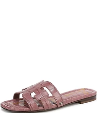 Sam Edelman Bay Croco Embossed Leather Double E Logo Slide Sandals