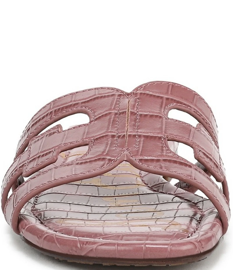 Sam Edelman Bay Croco Embossed Leather Double E Logo Slide Sandals