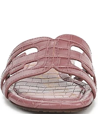 Sam Edelman Bay Croco Embossed Leather Double E Logo Slide Sandals