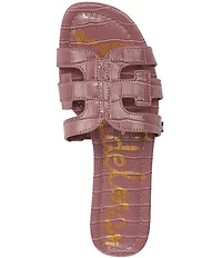Sam Edelman Bay Croco Embossed Leather Double E Logo Slide Sandals