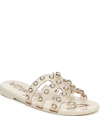 Sam Edelman Bay Embellished Clear Jelly Double E Signature Logo Slide Sandals