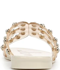 Sam Edelman Bay Embellished Clear Jelly Double E Signature Logo Slide Sandals