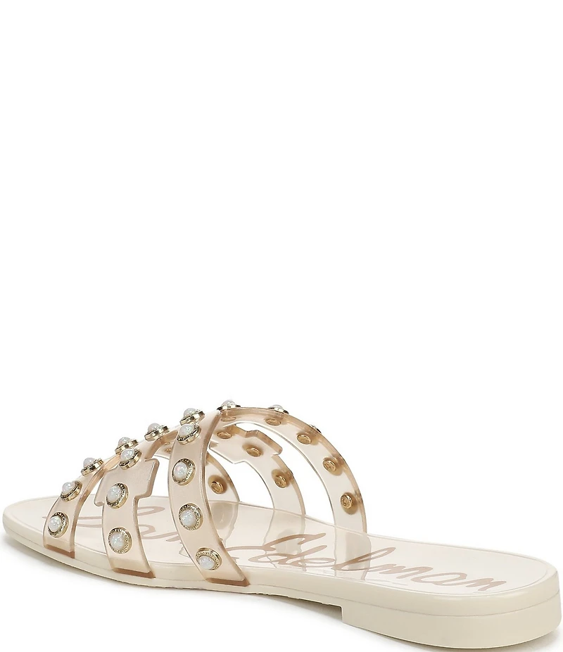 Sam Edelman Bay Embellished Clear Jelly Double E Signature Logo Slide Sandals