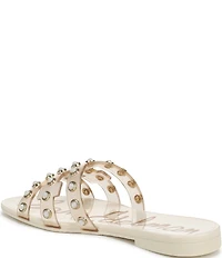 Sam Edelman Bay Embellished Clear Jelly Double E Signature Logo Slide Sandals