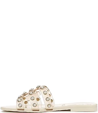 Sam Edelman Bay Embellished Clear Jelly Double E Signature Logo Slide Sandals