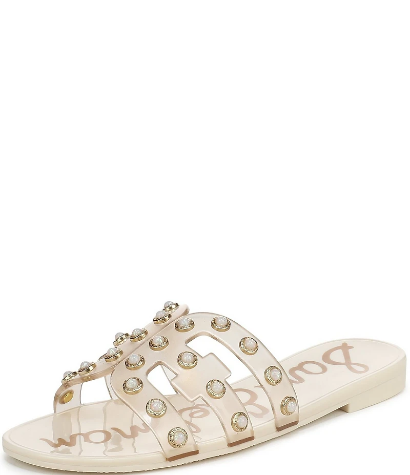Sam Edelman Bay Embellished Clear Jelly Double E Signature Logo Slide Sandals