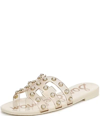 Sam Edelman Bay Embellished Clear Jelly Double E Signature Logo Slide Sandals