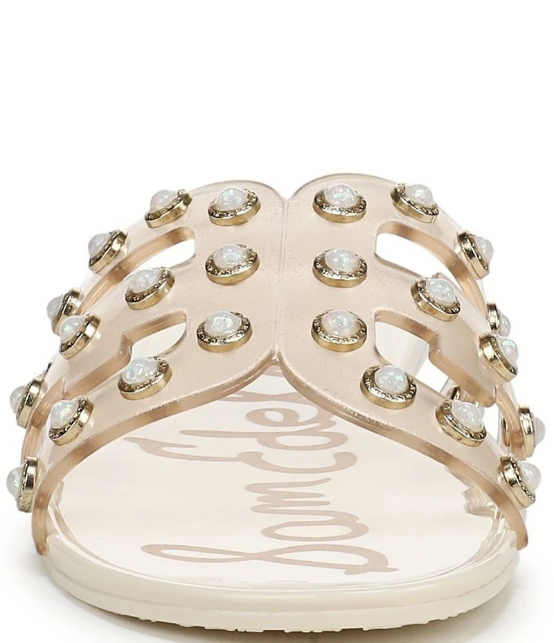 Sam Edelman Bay Embellished Clear Jelly Double E Signature Logo Slide Sandals