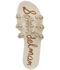 Sam Edelman Bay Embellished Clear Jelly Double E Signature Logo Slide Sandals