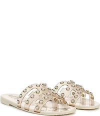 Sam Edelman Bay Embellished Clear Jelly Double E Signature Logo Slide Sandals