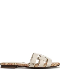 Sam Edelman Bay Leather Double E Floral Detail Logo Slide Sandals