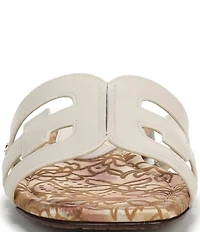 Sam Edelman Bay Leather Double E Floral Detail Logo Slide Sandals