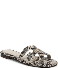 Sam Edelman Bay Leather Snake Print Double E Logo Slide Sandals