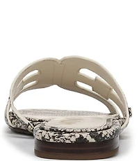 Sam Edelman Bay Leather Snake Print Double E Logo Slide Sandals