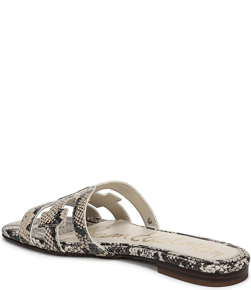 Sam Edelman Bay Leather Snake Print Double E Logo Slide Sandals