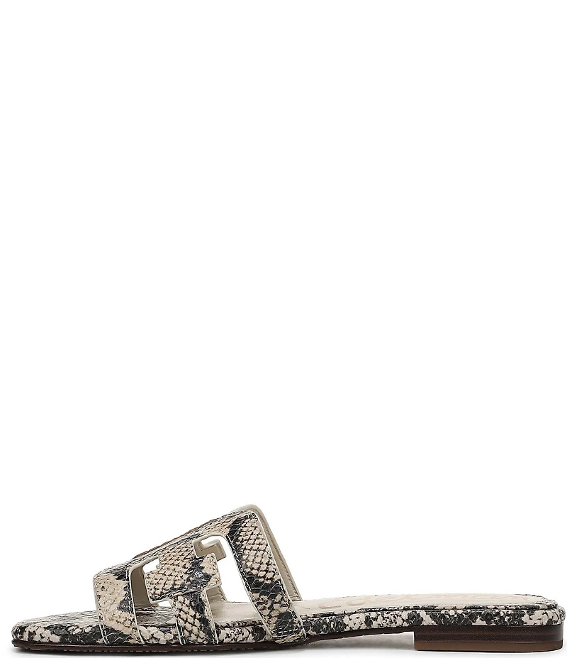 Sam Edelman Bay Leather Snake Print Double E Logo Slide Sandals