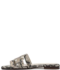 Sam Edelman Bay Leather Snake Print Double E Logo Slide Sandals