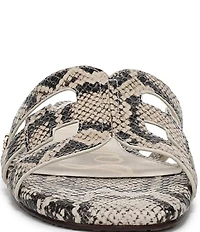 Sam Edelman Bay Leather Snake Print Double E Logo Slide Sandals