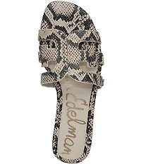 Sam Edelman Bay Leather Snake Print Double E Logo Slide Sandals