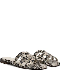 Sam Edelman Bay Leather Snake Print Double E Logo Slide Sandals