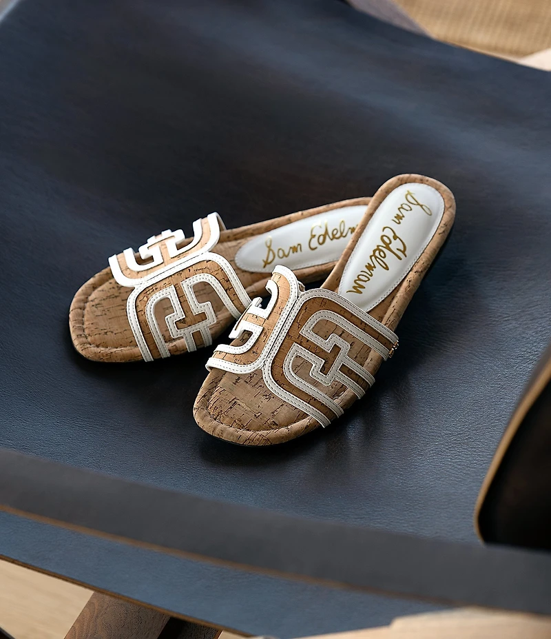 Sam Edelman Bay Cork Double E Logo Slide Sandals