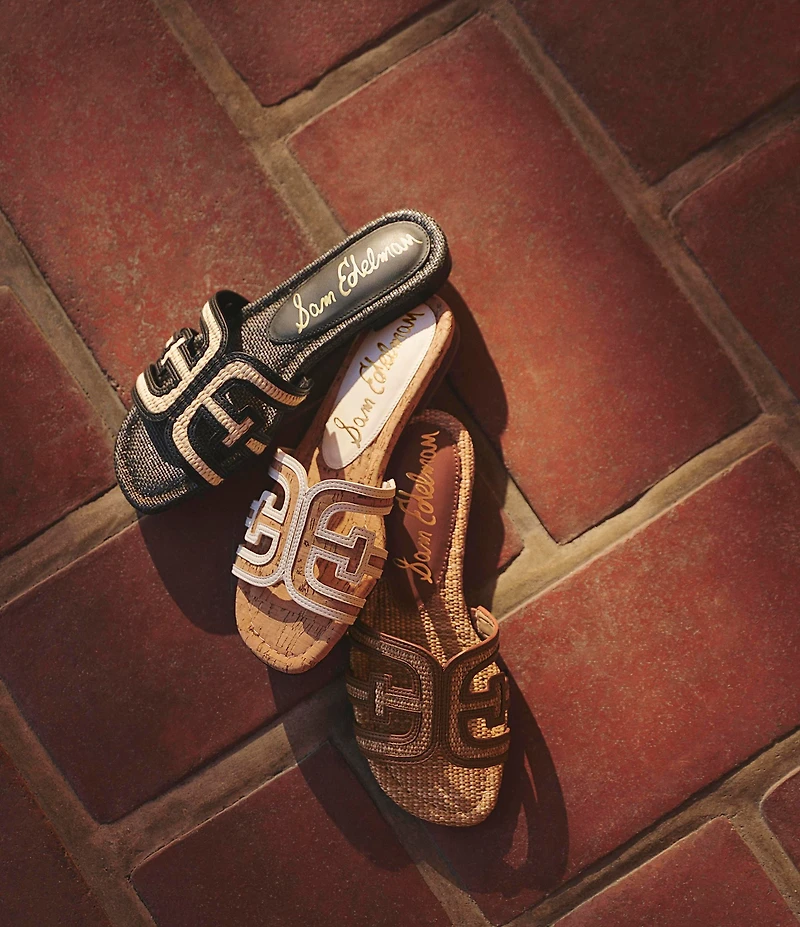 Sam Edelman Bay Cork Double E Logo Slide Sandals