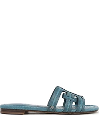 Sam Edelman Bay Raffia and Leather Double E Logo Slide Sandals