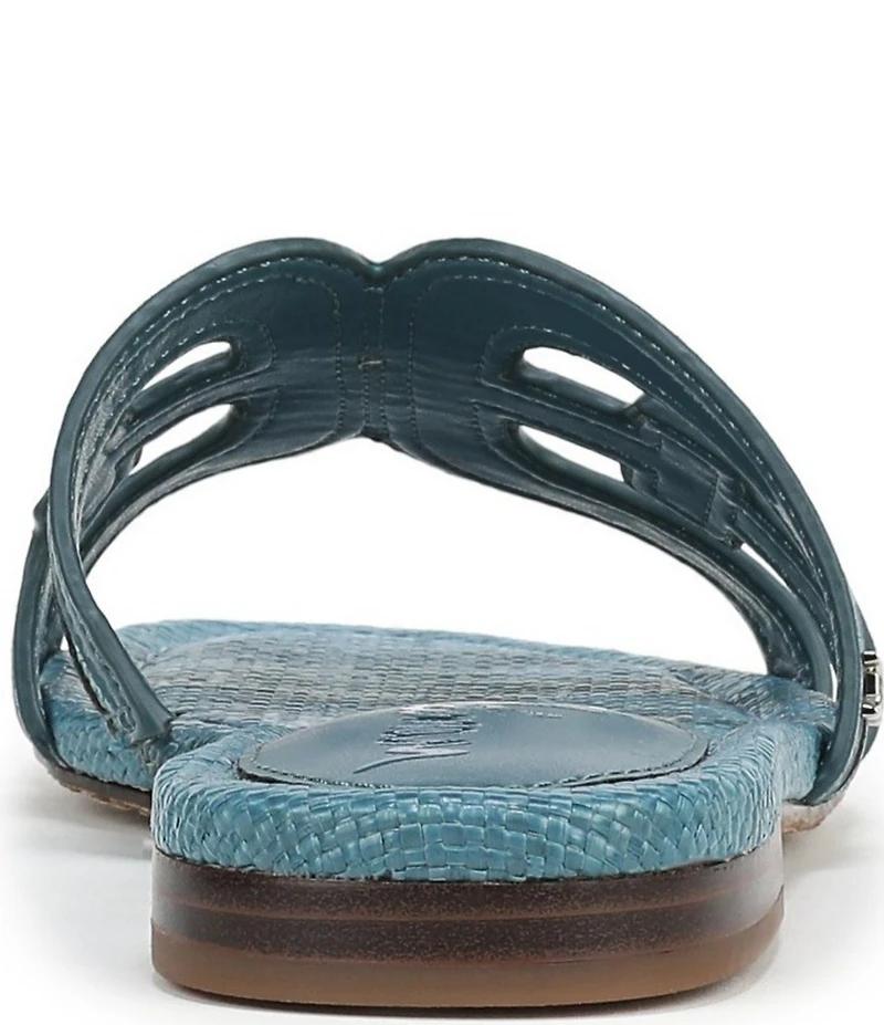 Sam Edelman Bay Raffia and Leather Double E Logo Slide Sandals