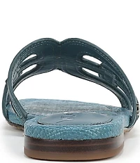 Sam Edelman Bay Raffia and Leather Double E Logo Slide Sandals