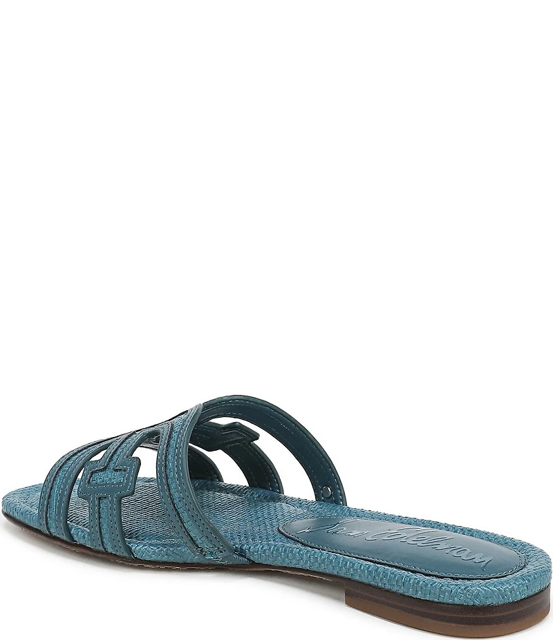 Sam Edelman Bay Raffia and Leather Double E Logo Slide Sandals
