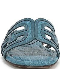 Sam Edelman Bay Raffia and Leather Double E Logo Slide Sandals