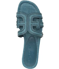 Sam Edelman Bay Raffia and Leather Double E Logo Slide Sandals