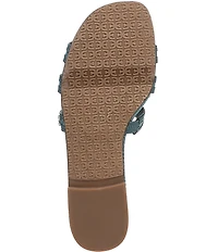 Sam Edelman Bay Raffia and Leather Double E Logo Slide Sandals