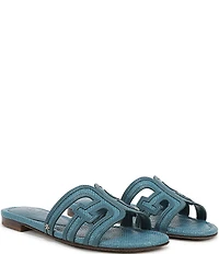Sam Edelman Bay Raffia and Leather Double E Logo Slide Sandals