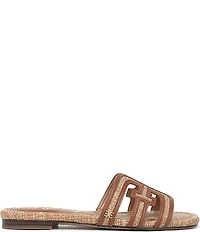Sam Edelman Bay Raffia and Leather Double E Logo Slide Sandals
