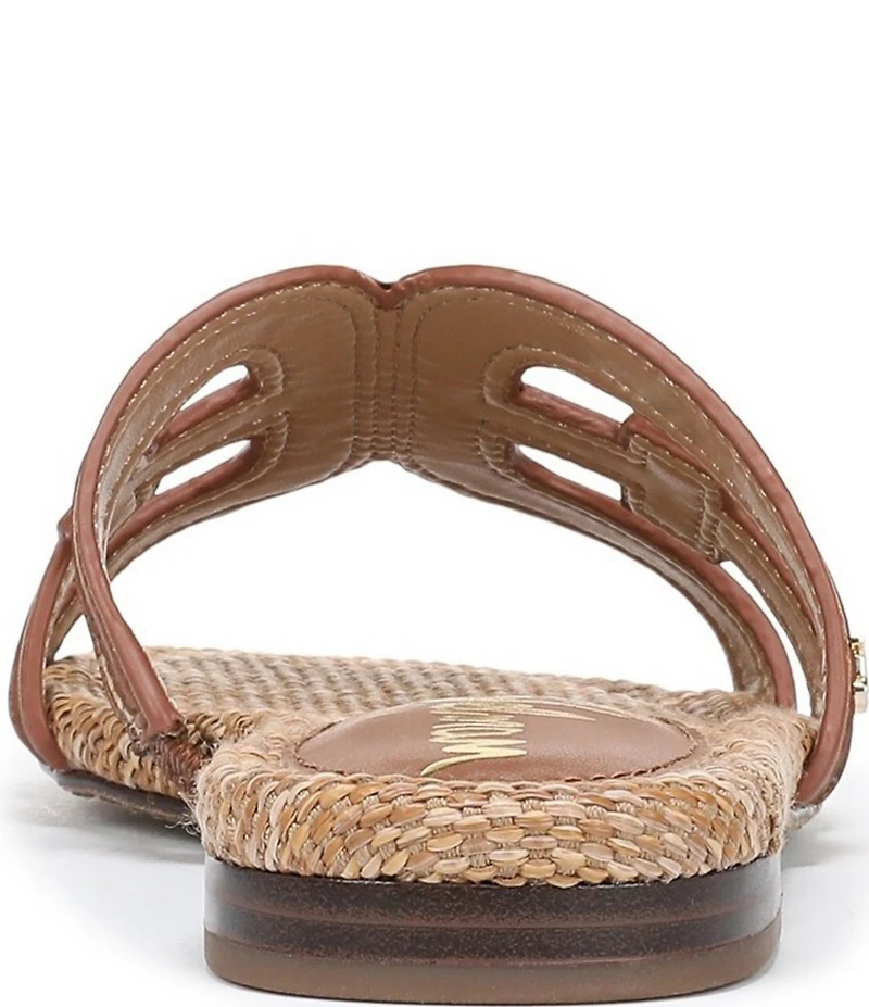 Sam Edelman Bay Raffia and Leather Double E Logo Slide Sandals