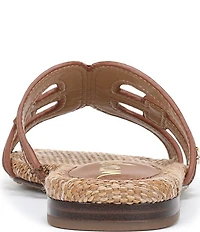 Sam Edelman Bay Raffia and Leather Double E Logo Slide Sandals