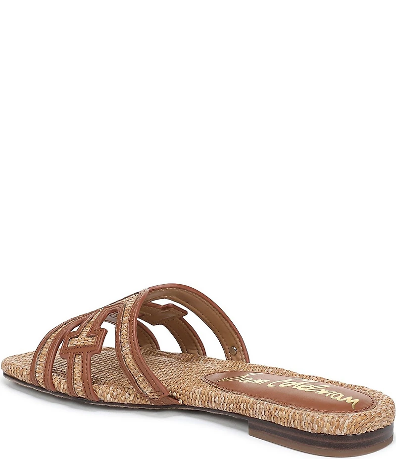 Sam Edelman Bay Raffia and Leather Double E Logo Slide Sandals