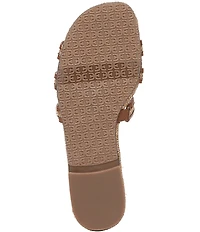 Sam Edelman Bay Raffia and Leather Double E Logo Slide Sandals